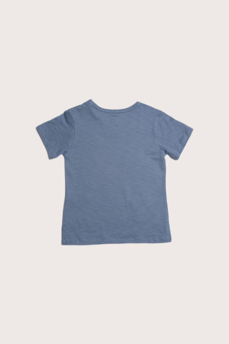 Classic back view of the Short Sleeve V-neck T-shirt in Light Blue
