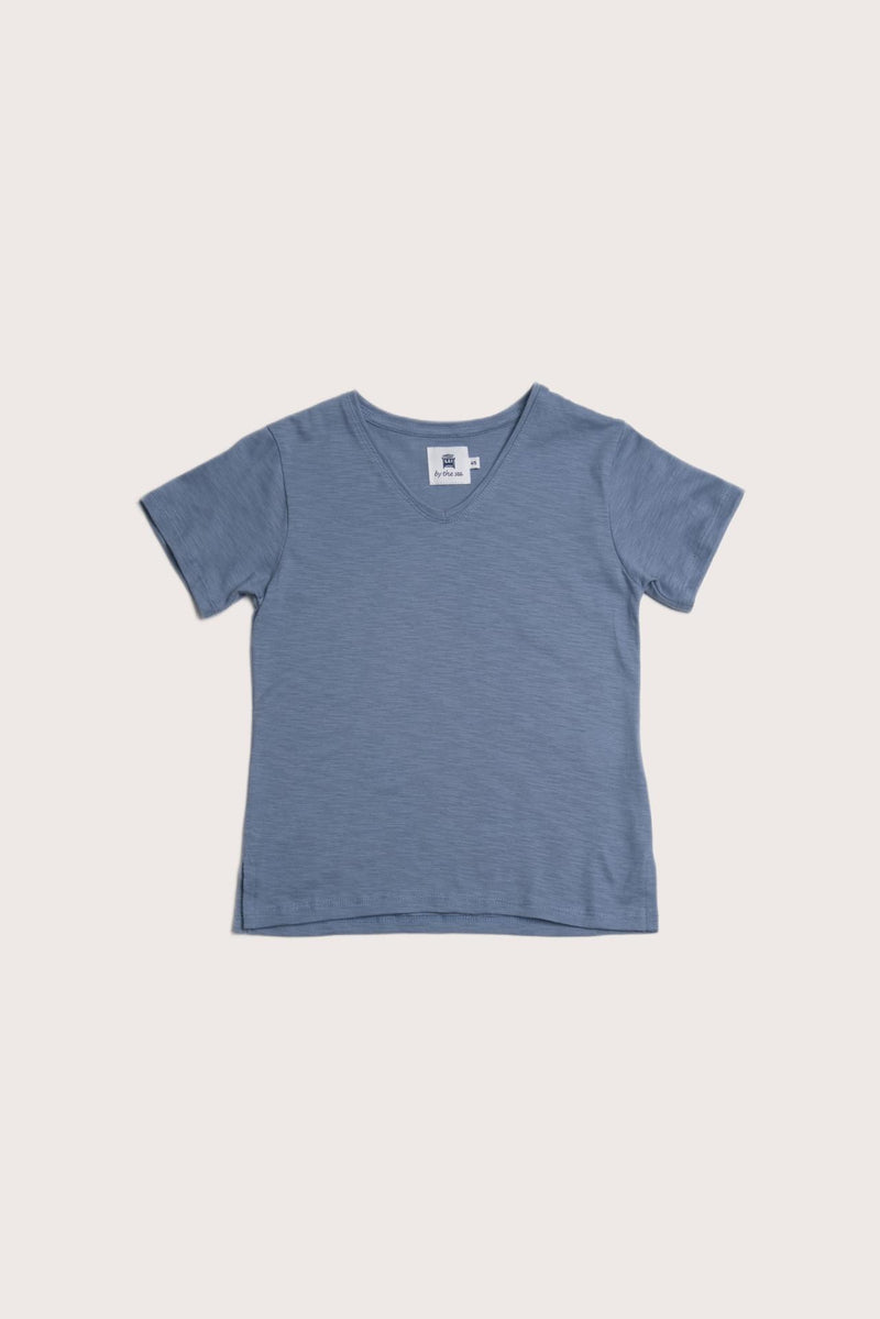 By The Sea Bali Short Sleeve V-neck T-shirt in Light Blue with a relaxed everyday silhouette