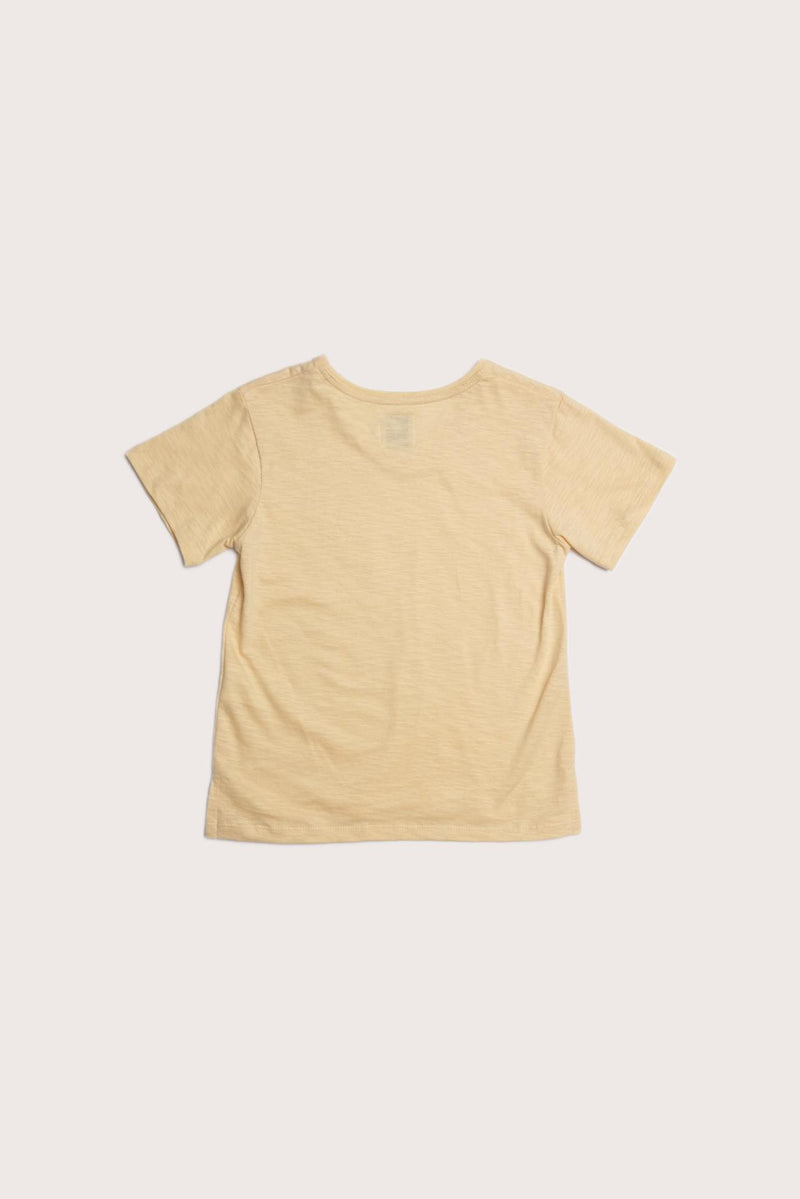 Classic back view of the Short Sleeve V-neck T-shirt in Light Yellow