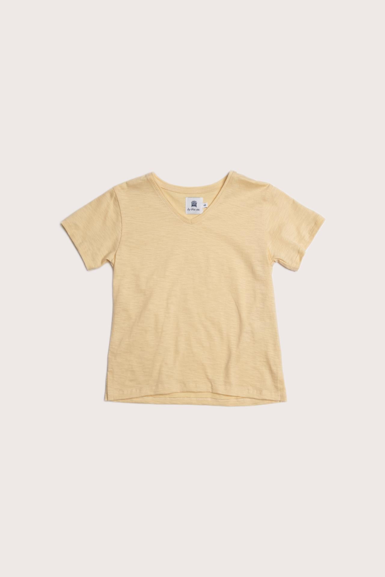 By The Sea Bali Short Sleeve V-neck T-shirt in Light Yellow with a relaxed everyday silhouette