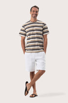 By The Sea Bali Striped cotton T-shirt Brown Mix – refined men's resort tee with a relaxed, contemporary silhouette