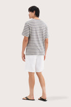 Back view of the By The Sea Bali Striped Cotton T-shirt Grey Mix – clean tailoring and refined craftsmanship