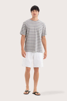 By The Sea Bali Striped Cotton T-shirt Grey Mix – refined men's resort tee with a relaxed, contemporary silhouette