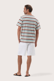 Back view of the By The Sea Bali Striped cotton T-shirt Mint Mix – clean tailoring and refined craftsmanship