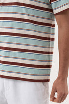 Close-up of the Striped cotton T-shirt Mint Mix by By The Sea Bali – exceptional fabric quality and texture