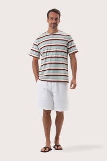 By The Sea Bali Striped cotton T-shirt Mint Mix – refined men's resort tee with a relaxed, contemporary silhouette