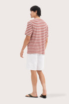 Back view of the By The Sea Bali Striped Cotton T-shirt Red Mix – clean tailoring and refined craftsmanship