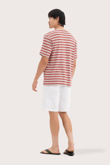 Back view of the By The Sea Bali Striped Cotton T-shirt Red Mix – clean tailoring and refined craftsmanship