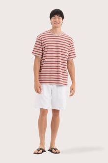 By The Sea Bali Striped Cotton T-shirt Red Mix – refined men's resort tee with a relaxed, contemporary silhouette