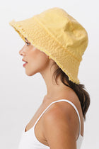 Side view of Sunday Bucket Hat Yellow with a relaxed and versatile shape