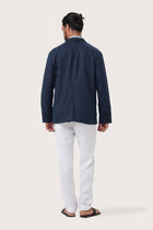 Back view of the La Brisa linen jacket with a relaxed and contemporary silhouette