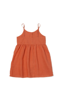 Back view of Tilly Kids Linen Dress with lightweight linen drape and minimalist design