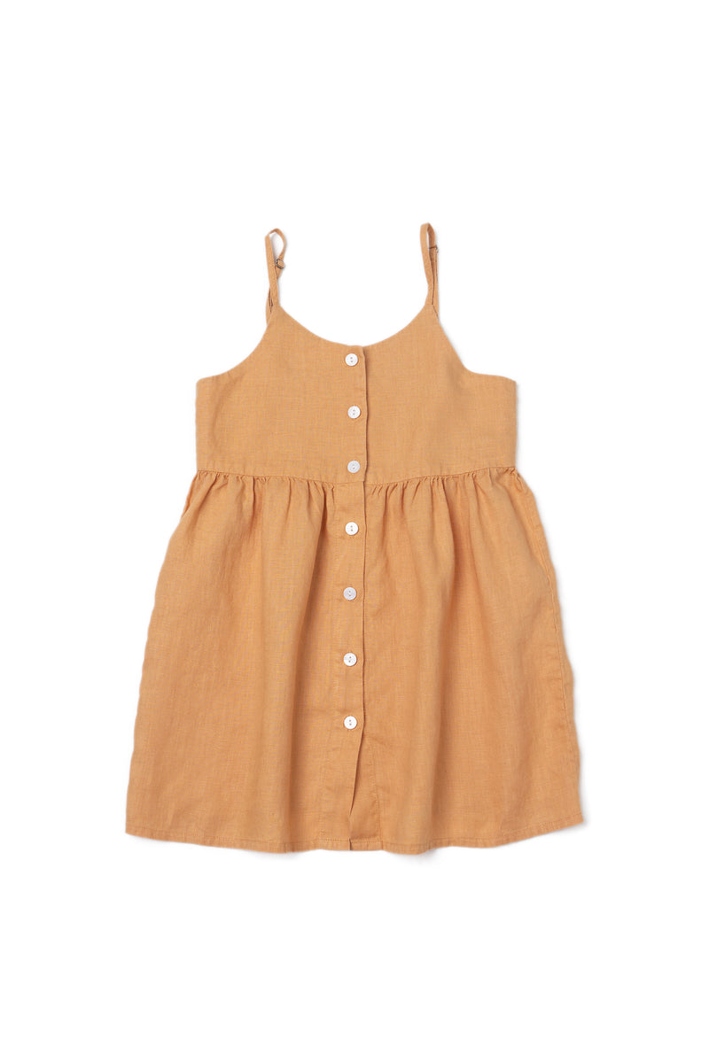 Close-up of premium breathable linen texture on Tilly Kids Dress