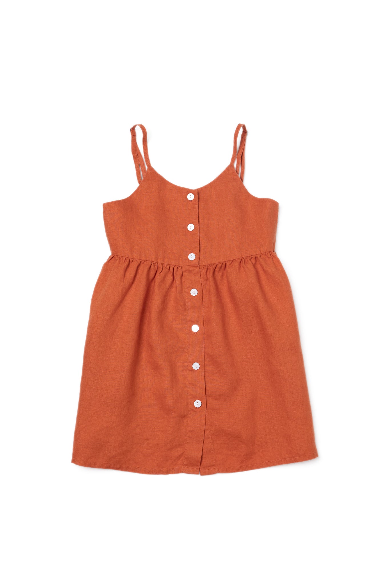 Tilly Kids Linen Dress in soft natural tones, effortless resort-inspired silhouette