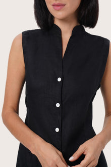 By The Sea Bali Tailored detail of the Veria Linen Dress in Black