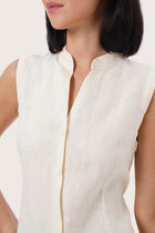 By The Sea Bali Tailored detail of the Veria Linen Dress in Cream