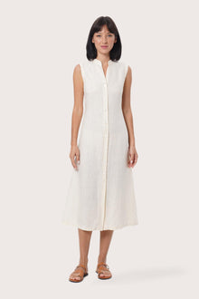 By The Sea Bali Veria Linen Dress in Cream featuring a relaxed silhouette and timeless resort elegance
