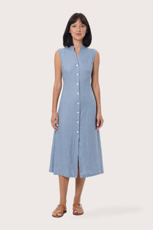 By The Sea Bali Veria Linen Dress in Light Blue featuring a relaxed silhouette and timeless resort elegance