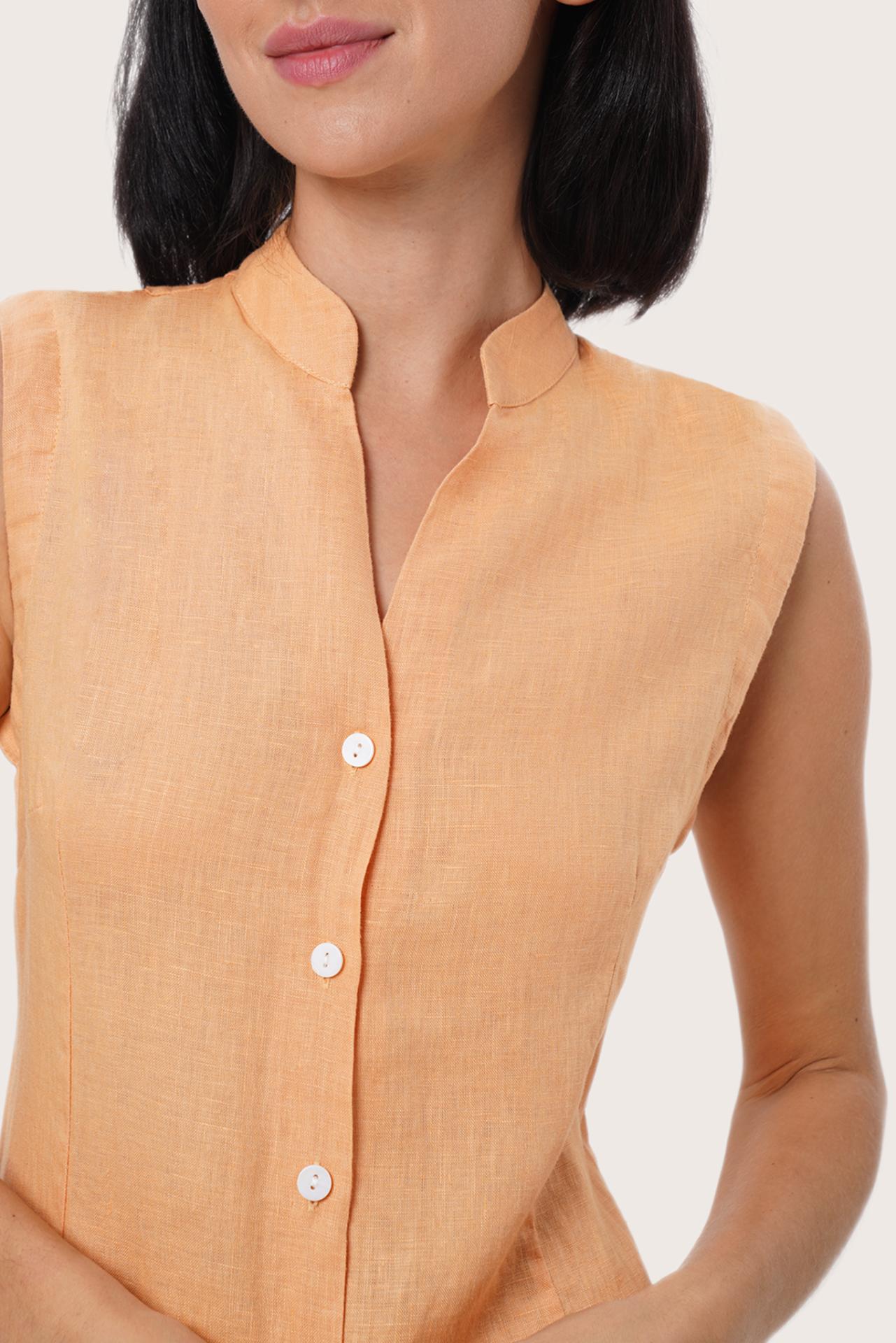 By The Sea Bali Tailored detail of the Veria Linen Dress in Orange