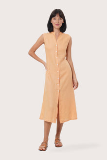 By The Sea Bali Veria Linen Dress in Orange featuring a relaxed silhouette and timeless resort elegance