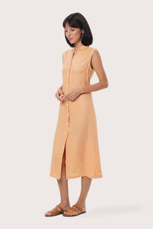 By The Sea Bali Side profile of the Veria Linen Dress showcasing its fluid drape and relaxed fit