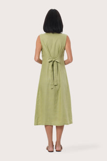 By The Sea Bali Back view of the Veria Linen Dress in Sage