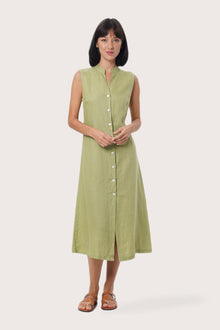 By The Sea Bali Veria Linen Dress in Sage featuring a relaxed silhouette and timeless resort elegance