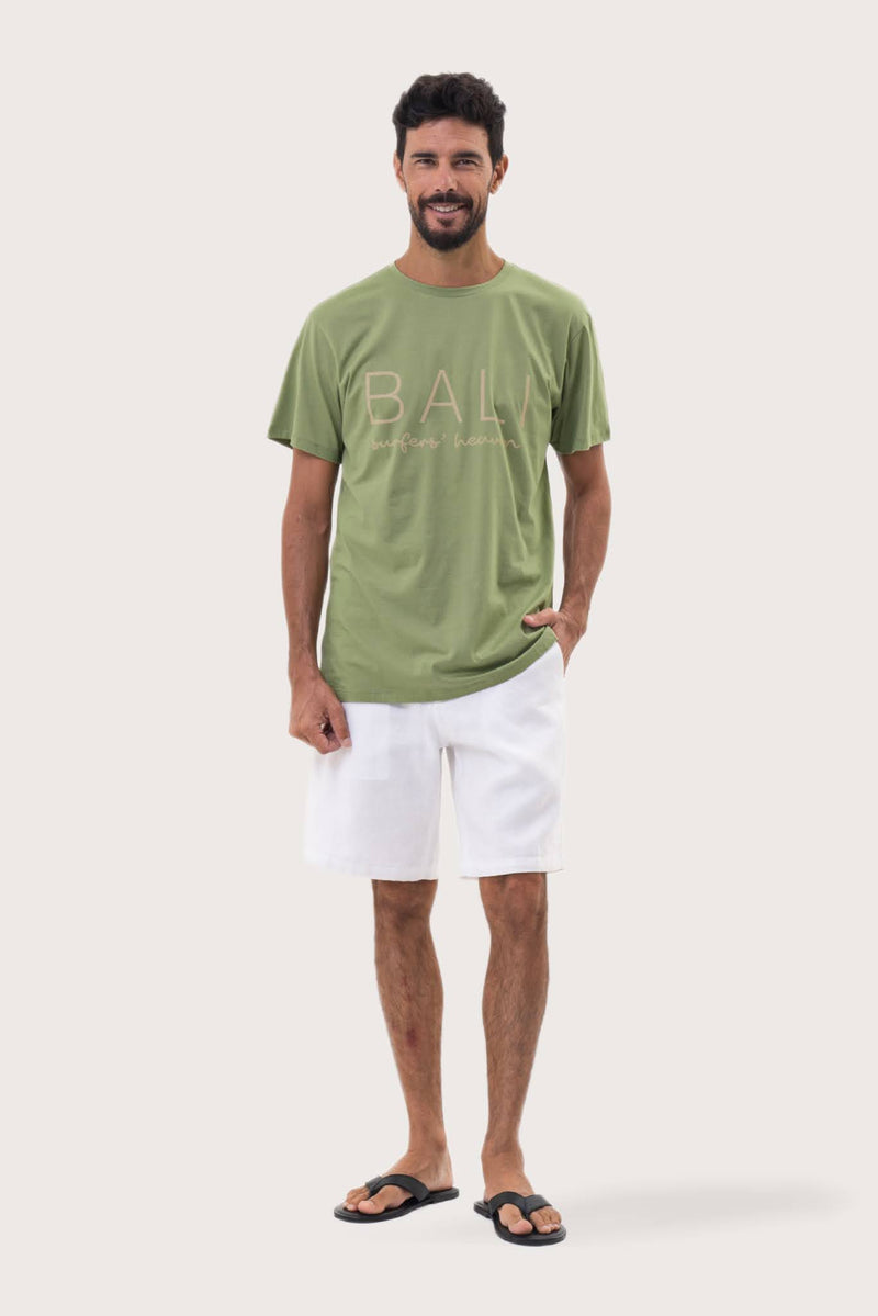 By The Sea Bali Watu T-shirt Sage – refined men's resort tee with a relaxed, contemporary silhouette