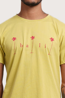 Close-up of the Watu T-shirt Bali Palm by By The Sea Bali – exceptional fabric quality and texture