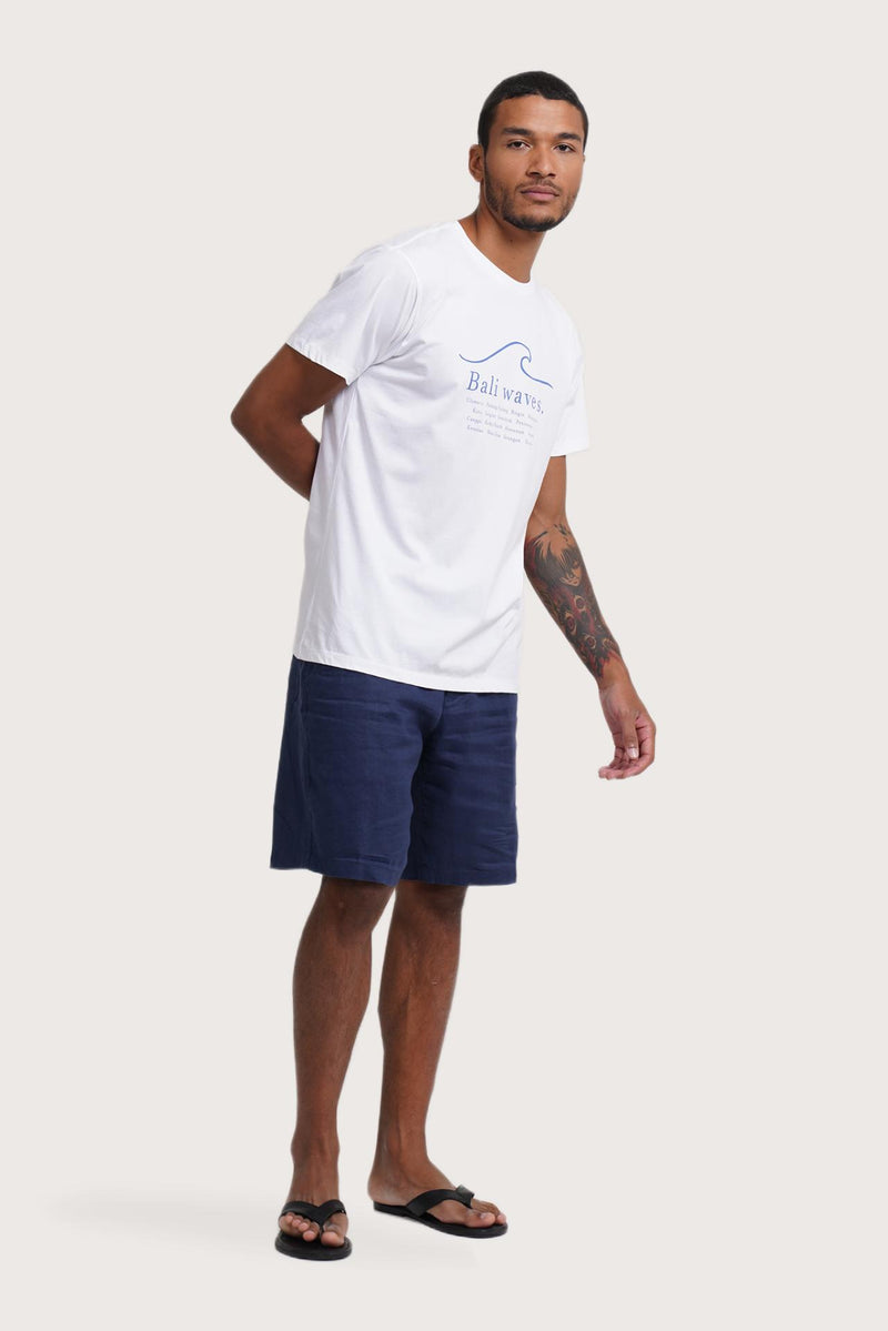 Side profile of the Watu T-shirt Bali Waves by By The Sea Bali – relaxed drape and understated island elegance