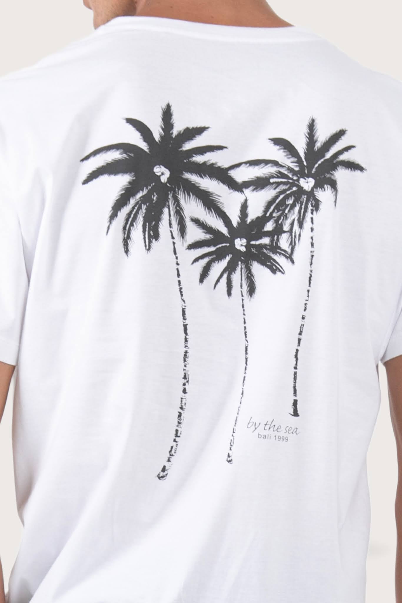 Close-up of the Watu T-shirt Palm Print by By The Sea Bali – exceptional fabric quality and texture