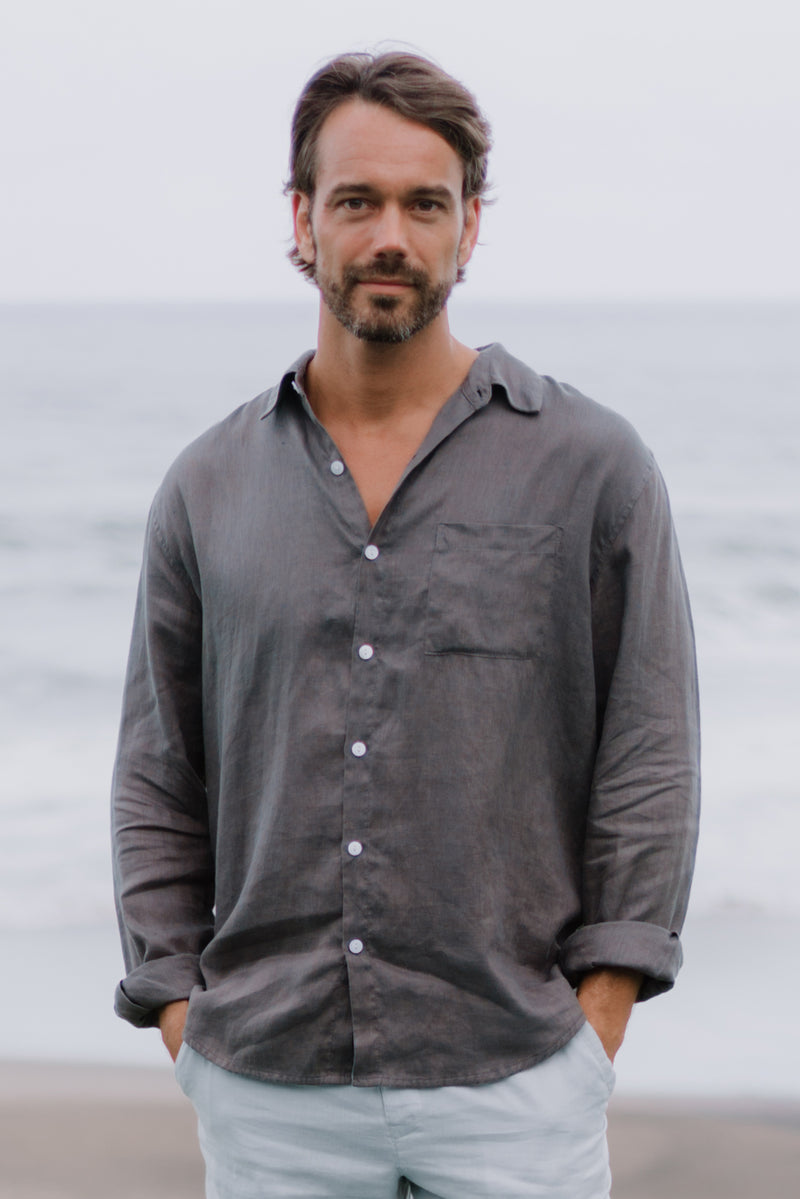 Baron Linen Shirt Cenere