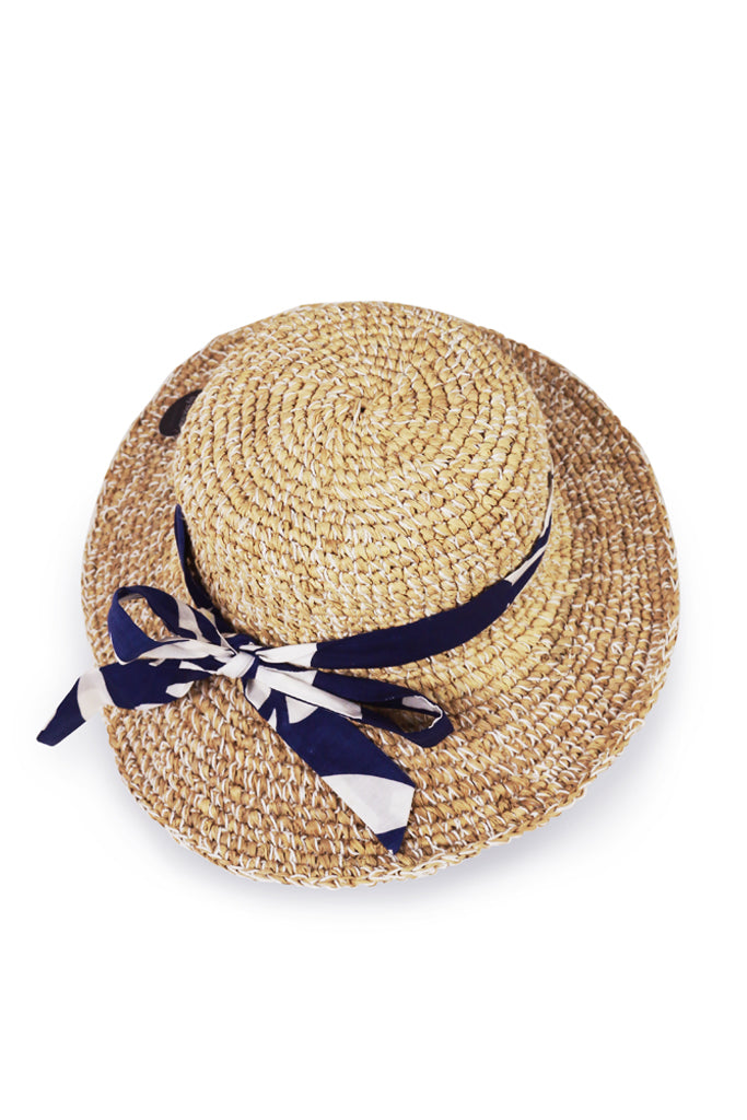 Bali Tropical Island Straw Hat with blue ribbon