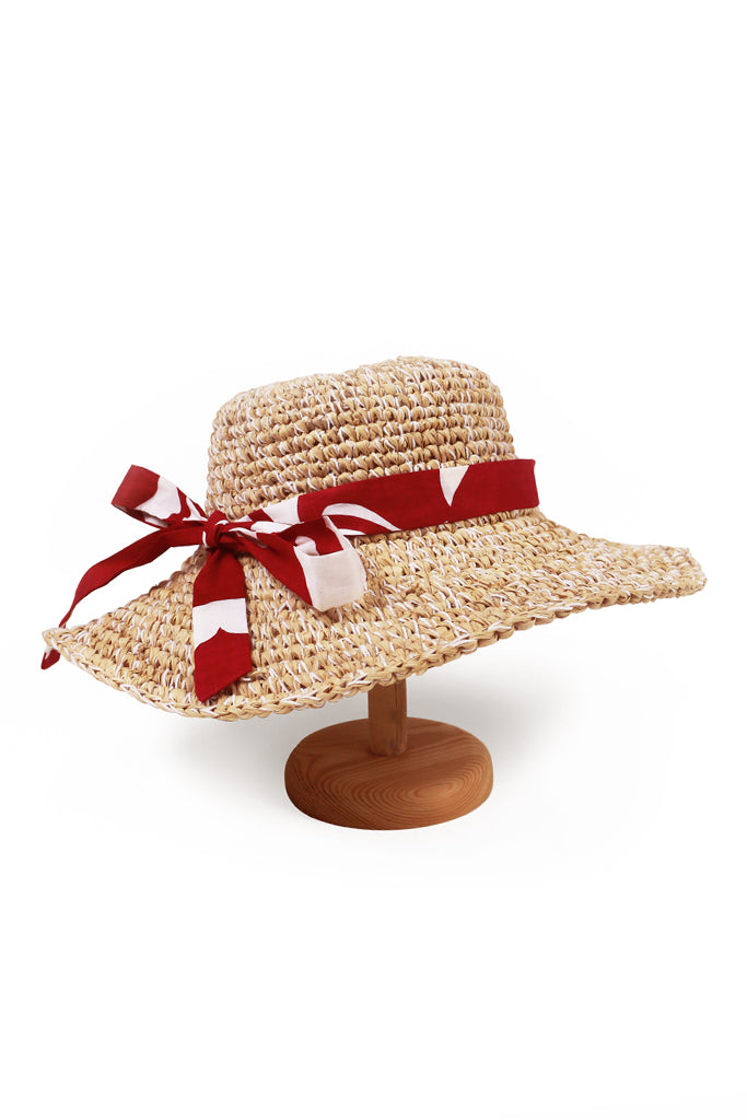 Bali Tropical Island Red color Straw Hat
