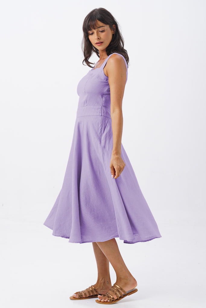 Gelora Linen Dress Lavender