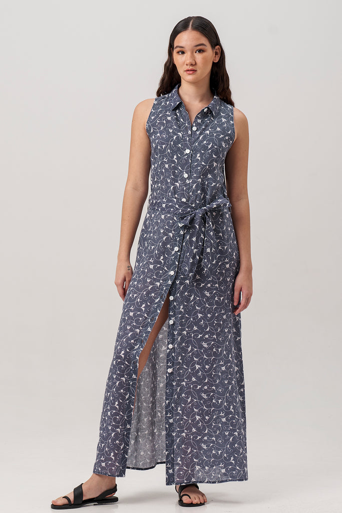 Sunniva Maxi Linen Dress Sari Gris
