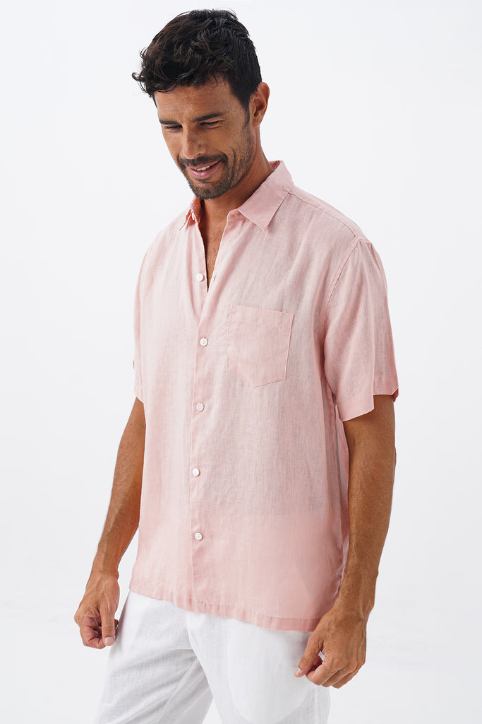 Mori Linen Shirt Flamingo