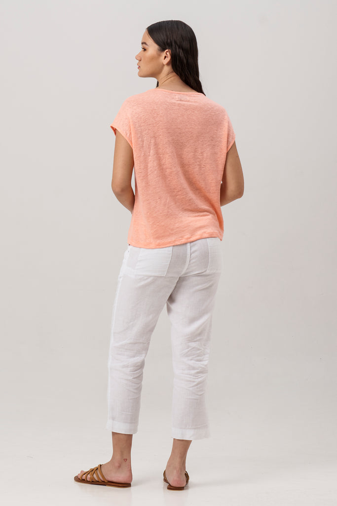 Aria Linen T-Shirt Peach