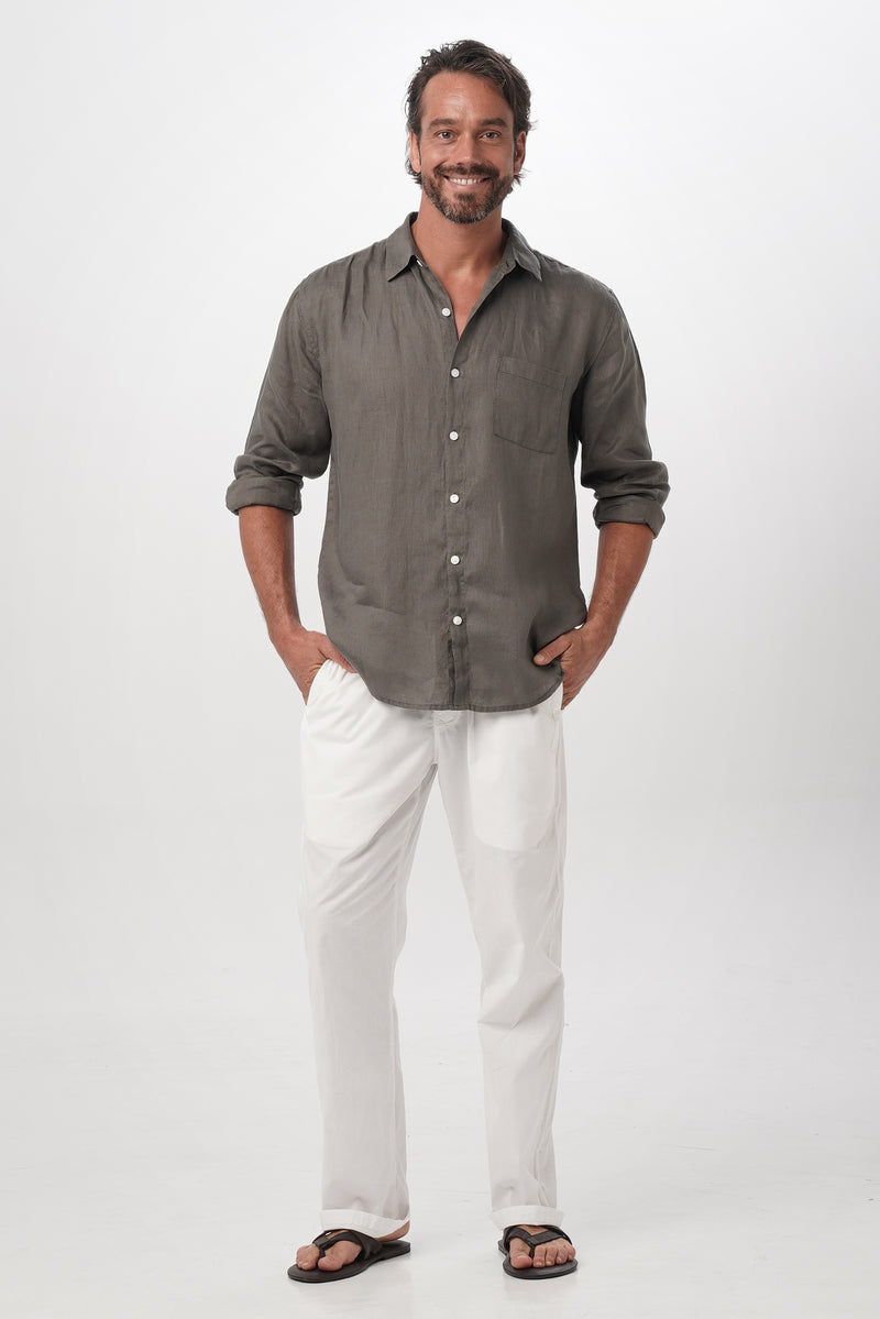 Baron Linen Shirt Cenere