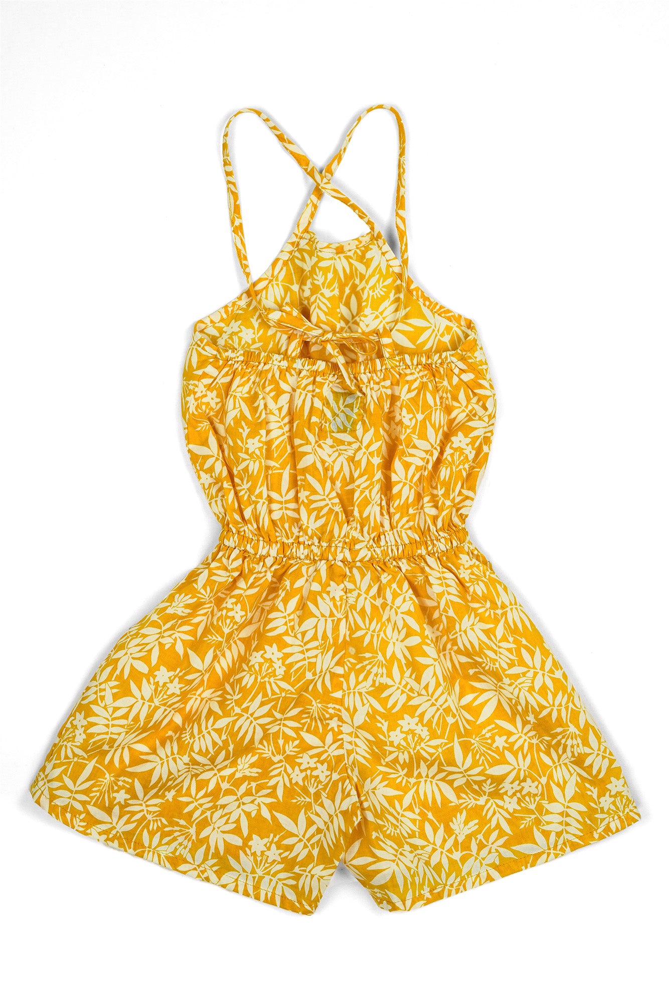 Back view of Kids Jumpsuit Bambu Gialla with an effortless and comfortable fit