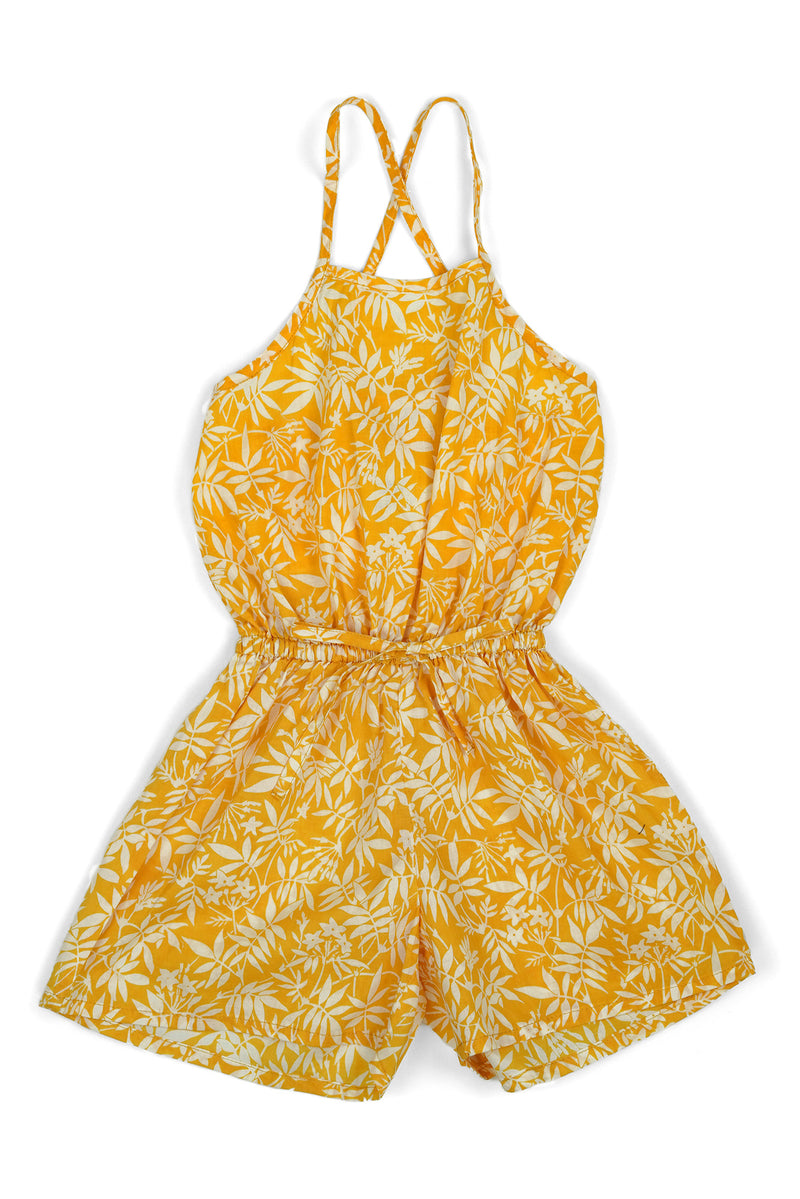 Kids Jumpsuit Bambu Gialla featuring a relaxed silhouette and vibrant tropical charm