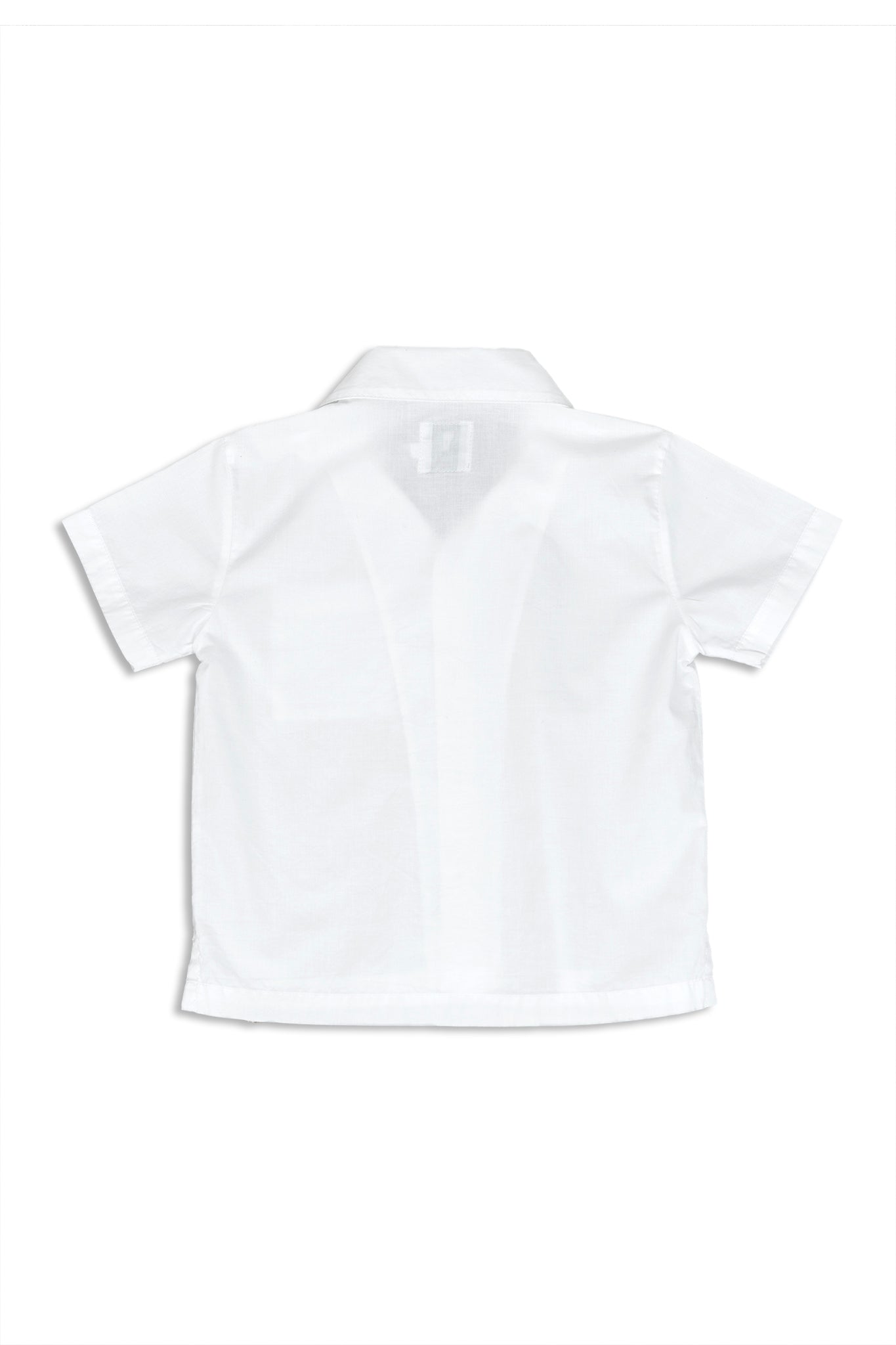 Back view of Luca Shirt White showcasing relaxed tailoring and timeless elegance