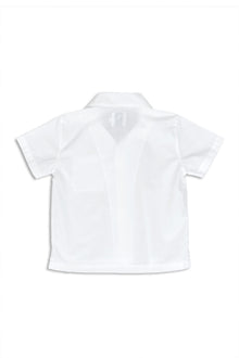 Back view of Luca Shirt White showcasing relaxed tailoring and timeless elegance